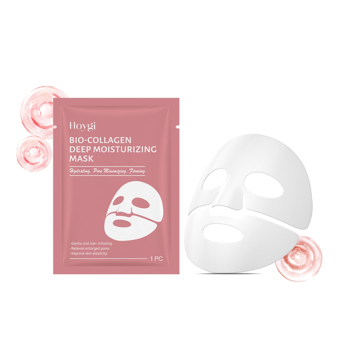 Bio-Collagen Deep Moisturizing Mask packaging with a white mask sheet on a white background