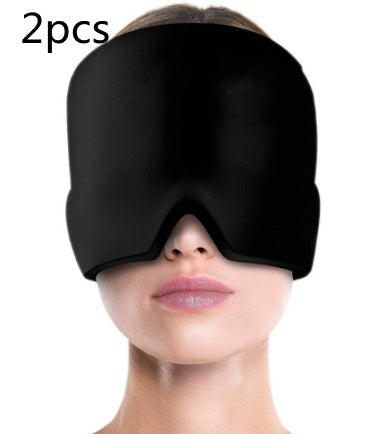 Black sleep mask worn by a person on a white background with '2pcs' text.