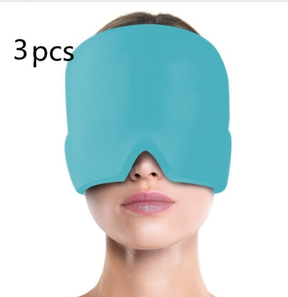 Blue sleep mask worn by a person on a white background with '3 pcs' text.