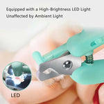 Teal LED pet nail trimmer with high-brightness light designed for safe and precise nail grooming for dogs and cats.