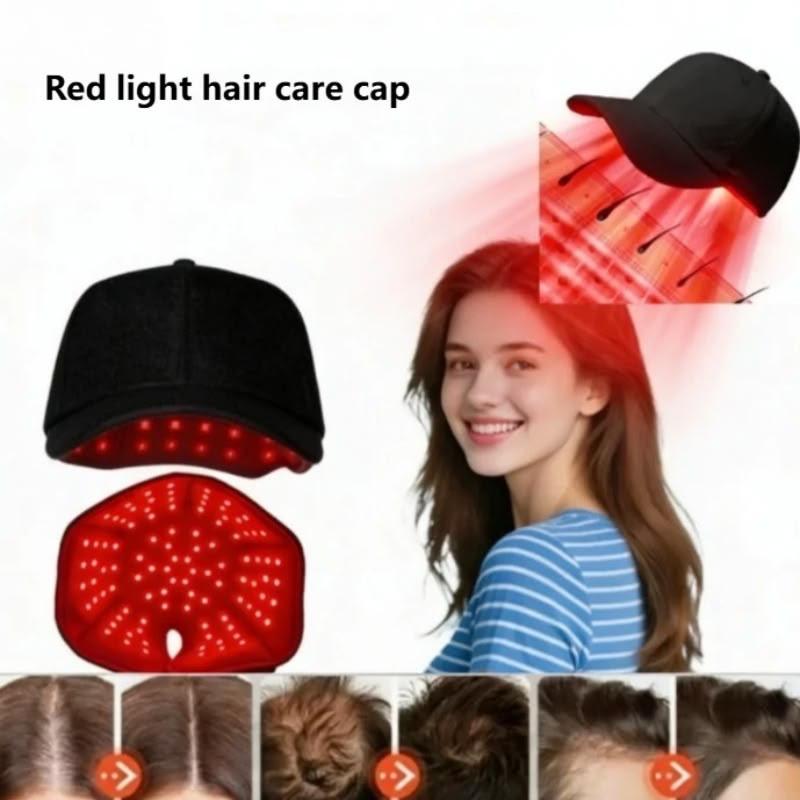 LED hair regrowth cap with red light therapy and hair growth demonstration